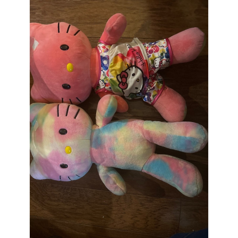 Build a Bear Hello Kitty Plush Pink Tie Dye Stuffed Animal Bundle Clothes LOT